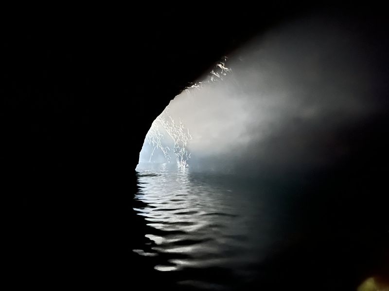 The view back out the cave after rounding the corner in the back “room”.