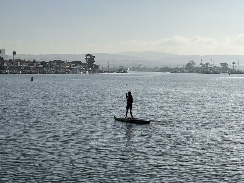 Luke is off to paddle around Newport Beach Harbor