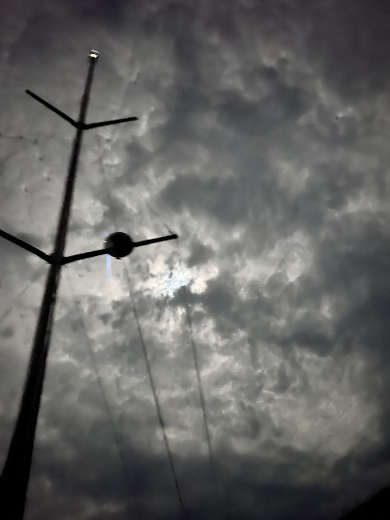 The moon off Pillar Pt as we motored south - the motion of the swell makes it hard to take a crisp photo at night