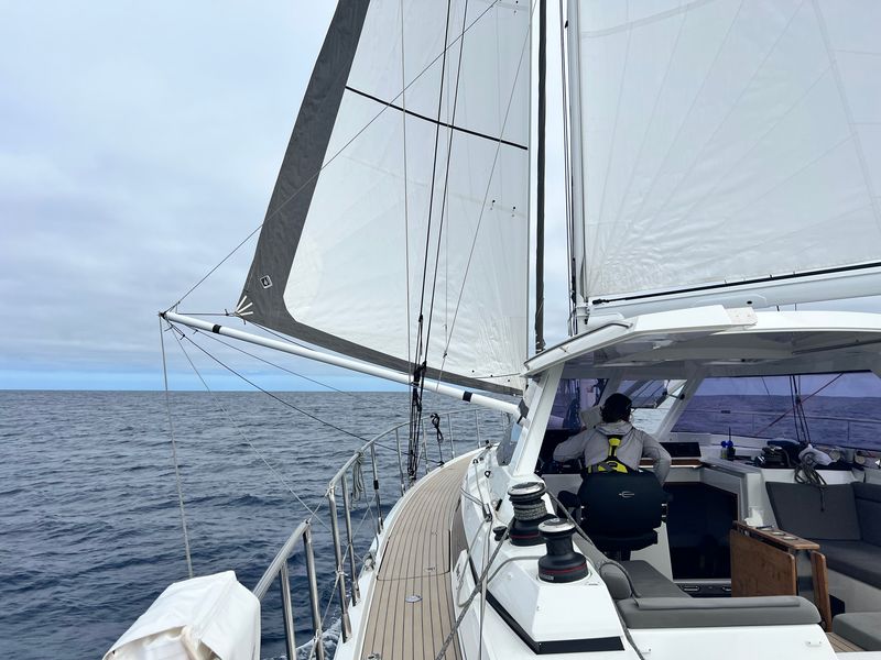 Sailing wing-on-wing in about 10 knots of breeze