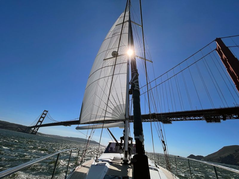 Sailing under the Golden Gate Bridge on September 1st, 2022