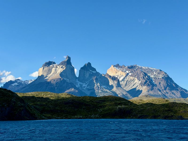 Looking back on Los Cuernos from the ferry