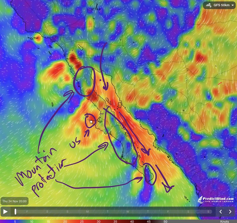 A wind map of the Norther we experienced