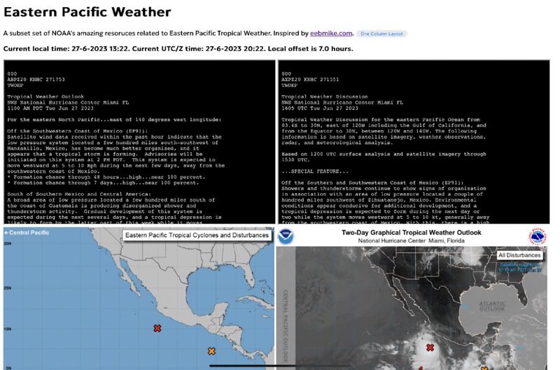 The simple page we put together to aggregate NOAA resources.