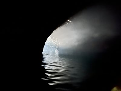 The view back out the cave after rounding the corner in the back “room”.