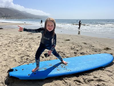 Mondos beach surf lesson.