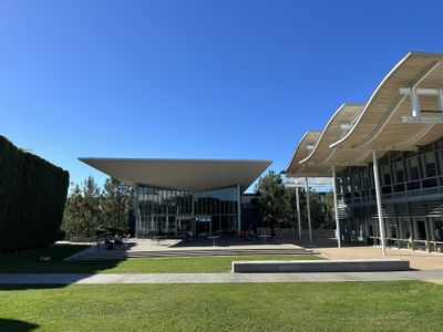 Newport Beach Public Library, with City Hall on the right