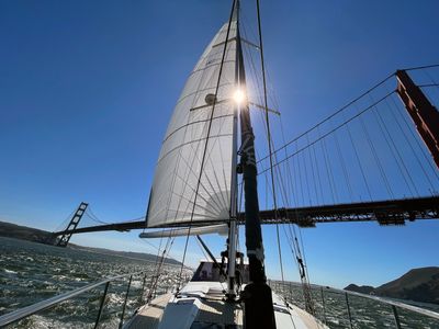 Sailing under the Golden Gate Bridge on September 1st, 2022