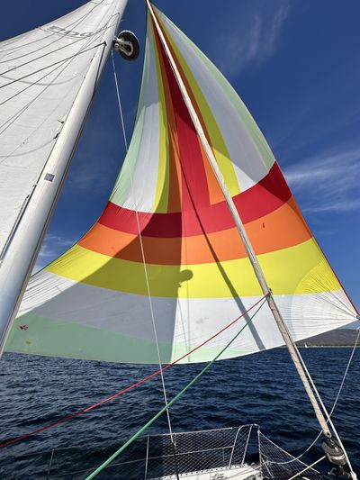 Sailing on our friend’s boat during the day of racing
