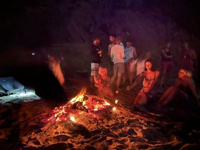 One of many shoreside gatherings that often went late into the night